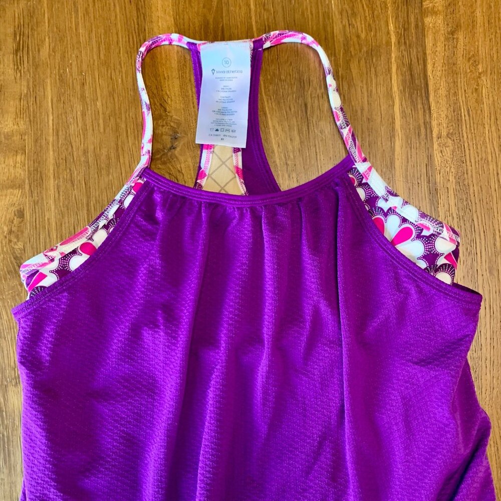 IVIVVA Lululemon Yoga Tank Top Girls 10 Sports Bra Double Layer Tee Girl Purple - Picture 3 of 8